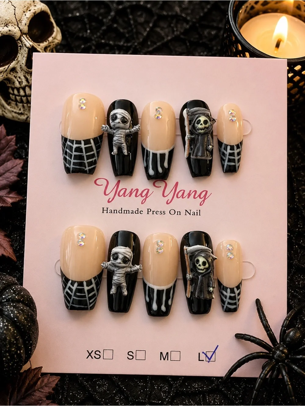👻 Halloween Mummy & Grim Reaper Press-On Nails